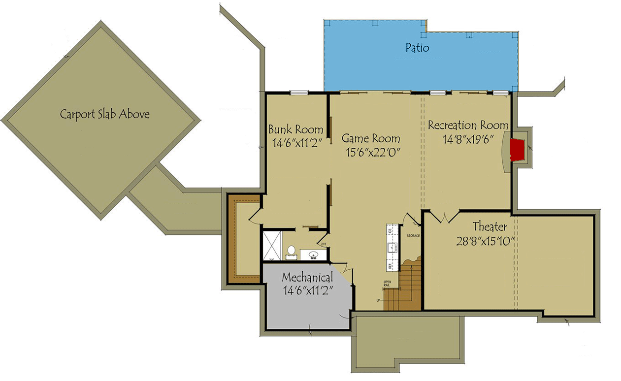 Plan 92384MX: 2900 Square Foot Modern Farmhouse Plan with Carport and Lower Level Expansion - Floor Plan - Optional Lower Level - Country, Craftsman, Farmhouse, Modern Farmhouse, New American, Southern, Traditional
