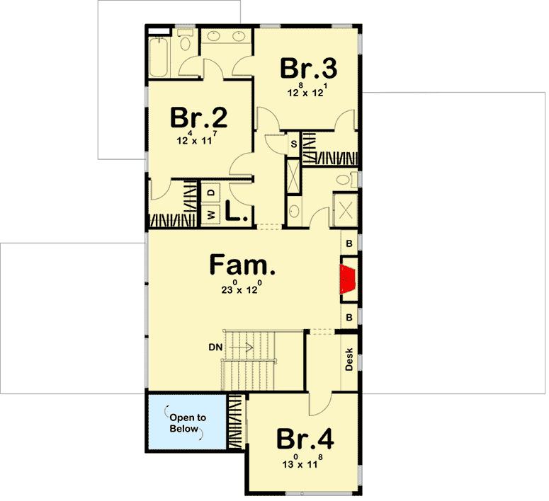 Plan 62758DJ: Modern 4-Bed House Plan with Private Courtyard - Floor Plan - 2nd Floor - Contemporary, Modern, Northwest