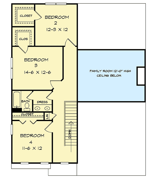 Plan 360034DK: Traditional Two-Story Home Plan with Main-Level Master - 2329 Sq Ft - Floor Plan - 2nd Floor - Craftsman, New American