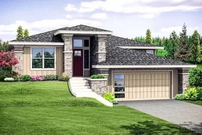 Ranch Home Plan with Below-Grade Garage