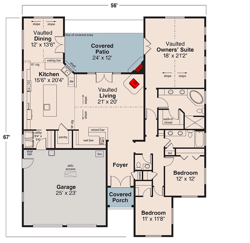 Plan 72931DA: Midsize Single-Story 3-Bed House Plan - Floor Plan - Main Level - Traditional