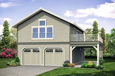Carriage House Plan with Large Upper Deck