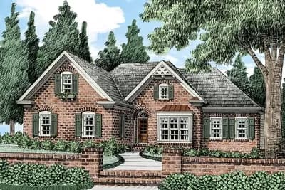Brick Traditional House Plan with Bonus Over Garage
