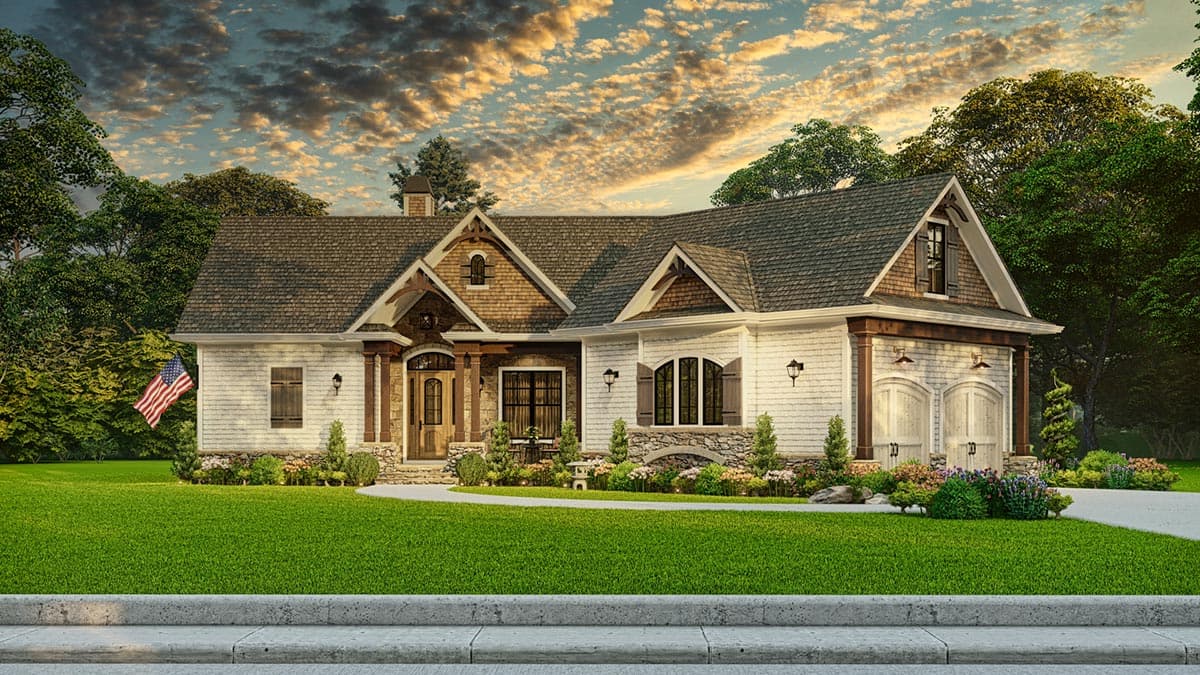 Plan 25665GE: 3-Bedroom Country Craftsman House Plan with Angled Garage - 1561 Sq Ft - Image #8 - Cottage, Country, Craftsman, Ranch, Rustic, Traditional