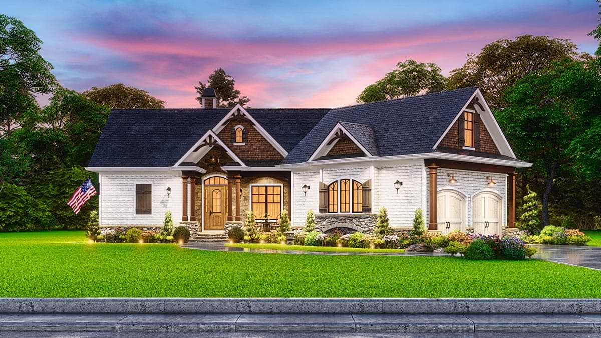 Plan 25665GE: 3-Bedroom Country Craftsman House Plan with Angled Garage - 1561 Sq Ft - Image #9 - Cottage, Country, Craftsman, Ranch, Rustic, Traditional