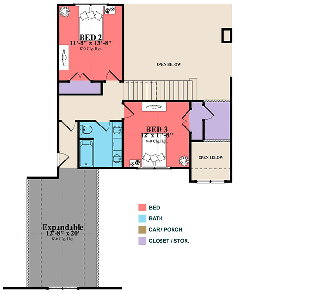 Plan 86326HH: Two-Story Craftsman Home Plan with Main-Floor Master - Floor Plan - 2nd Floor - Country, Craftsman, New American, Traditional