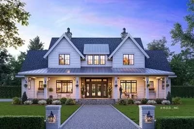 Modern Farmhouse Plan with French Door Greeting - 2743 Sq Ft