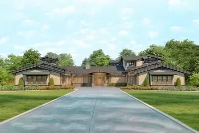 Luxurious Two-Story Craftsman Home Plan for the Car Aficionado