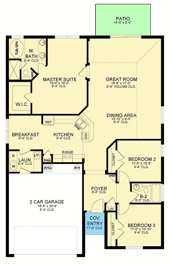 Plan 82257KA: One-Story House Plan with Stucco Exterior - Floor Plan - Main Level - Ranch, Southern