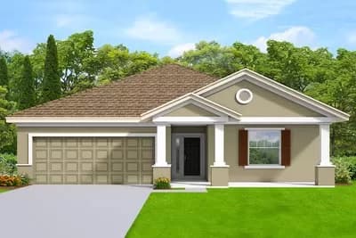 One-Story House Plan with Gabled Front Entry