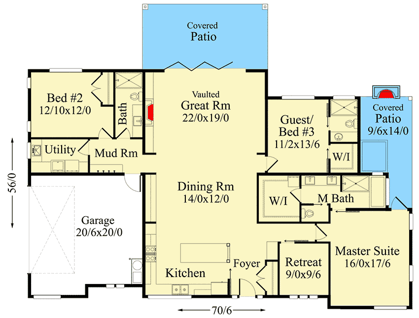 Plan 85299MS: 3-Bedroom Modern Prairie-Style House Plan - Floor Plan - Main Level - Contemporary, Mid Century Modern, Northwest, Prairie, Ranch
