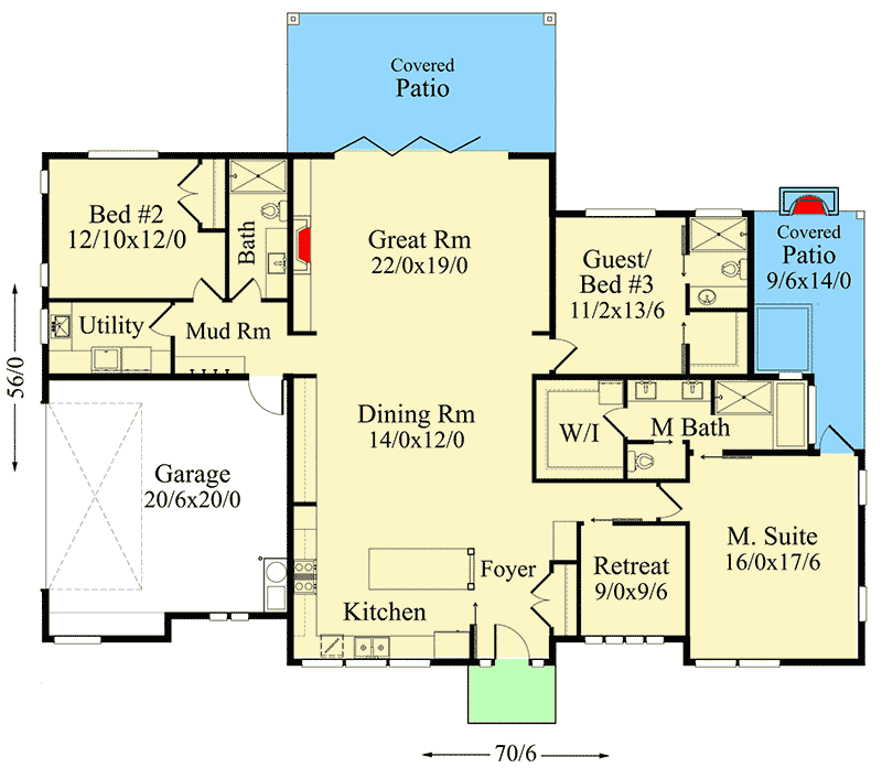 Plan 85300MS: 3-Bed Modern House Plan with Optional Exteriors - Floor Plan - Main Level - Mid Century Modern, Modern, Northwest, Ranch
