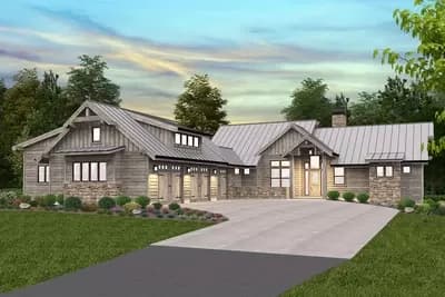 Mountain Craftsman Home Plan with Garage Workshop - 2597 Sq Ft