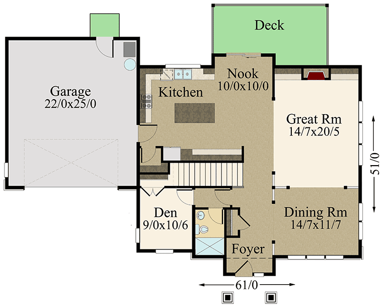 Plan 85305MS: Modern 2-Story Home Plan with Convenient Upstairs Laundry - Floor Plan - Main Level - Modern, Northwest, Prairie