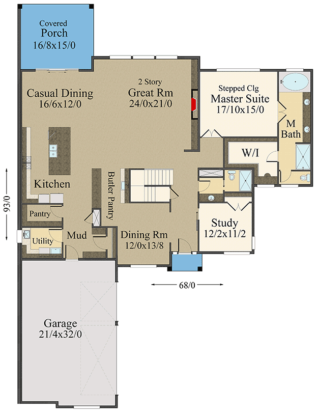 Plan 85308MS: 5-Bed Modern Prairie-style House Plan - Floor Plan - Main Level - Contemporary, Modern, Northwest, Prairie