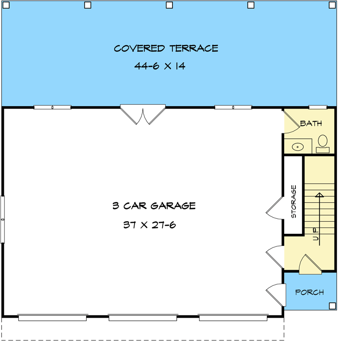 Plan 360047DK: 3 Bay Carriage House Plan with Attractive Gable - Architectural Designs - Floor Plan - Main Level - Carriage, Country, Craftsman, Farmhouse, Modern Farmhouse, Traditional