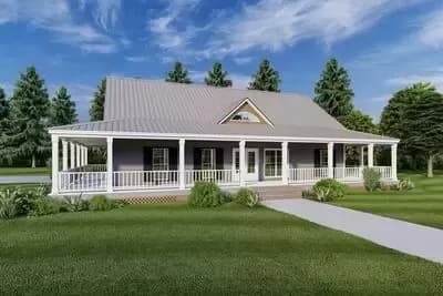 Dreamy Country House Plan with Wrap-Around Porch - 1768 Sq Ft