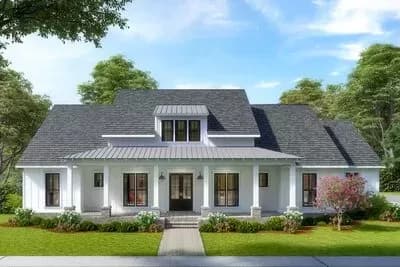 Modern Farmhouse Plan with Vaulted Rear Porch - 2815 Sq Ft