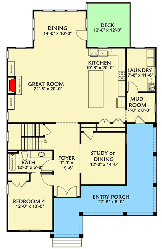 Plan 500054VV: 4-Bedroom Farmhouse Plan with Attic Expansion Potential - 2987 Sq Ft - Floor Plan - Main Level - Country, Farmhouse, Traditional