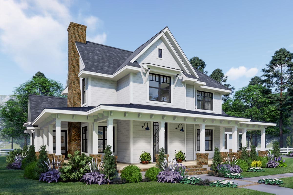 Plan 16908WG: Eye-Catching Modern Farmhouse with Two-Story Great Room - 2214 Sq Ft - Image #5 - Country, Farmhouse, Modern Farmhouse, New American, Traditional