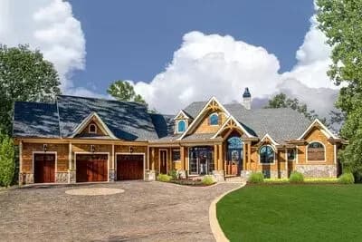 Mountain Craftsman Home Plan with Front-Facing Garage