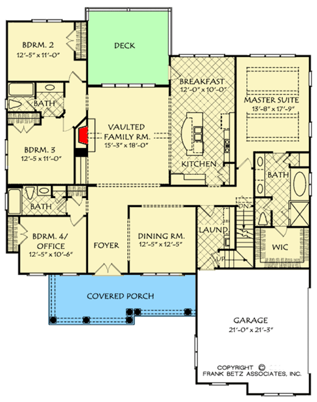 Plan 710175BTZ: 3 Bed House Plan with Mixed Material Exterior - Floor Plan - Main Level - Craftsman, Southern, Traditional