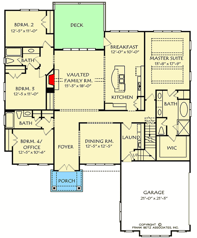 Plan 710177BTZ: Dutch Colonial House Plan with Open Floor Plan - Floor Plan - Main Level - Colonial, Southern, Traditional