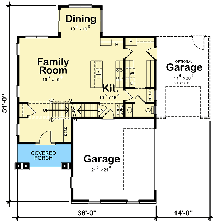 Plan 42590DB: Traditional Two-Story Home Plan with Second-Level Bedrooms - Floor Plan - Main Level - Traditional