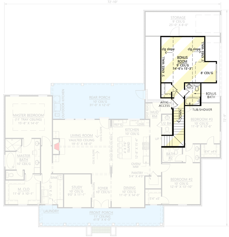 Plan 56439SM: Modern Farmhouse Plan with Outdoor Kitchen and Vaulted Living Room - 2315 Sq Ft - Floor Plan - Bonus - Country, Farmhouse, Modern Farmhouse, Southern