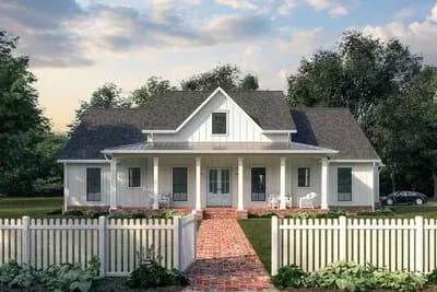 Modern Farmhouse Plan with Outdoor Kitchen and Vaulted Living Room - 2315 Sq Ft