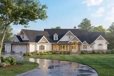 New American House Plan with Two Walk-In Pantries and Great Outdoor Spaces