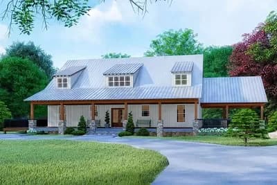 Beautiful Farmhouse Plan with Carport and Drive-Under Garage