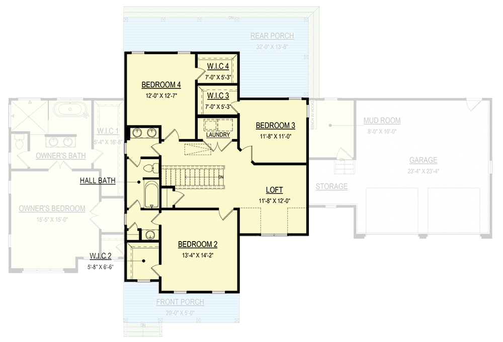 Plan 83608CRW: Darling Farmhouse Cottage Plan with 2-Car Garage - Floor Plan - 2nd Floor - Cottage, Country, Farmhouse, Modern Farmhouse, New American