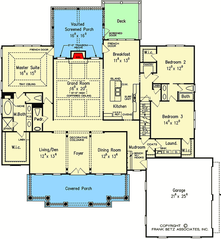 Plan 710191BTZ: One-Story House Plan with Second Story-Expansion - Floor Plan - Main Level - Southern, Traditional