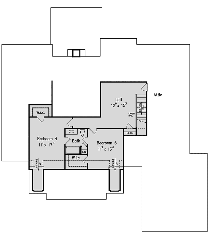 Plan 710191BTZ: One-Story House Plan with Second Story-Expansion - Floor Plan - 2nd Floor - Southern, Traditional
