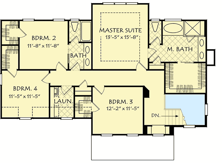 Plan 710192BTZ: 4-Bed Traditional House Plan with Inviting Front Porch - Floor Plan - 2nd Floor - Traditional