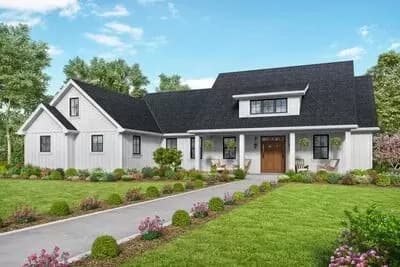 Single-story Split-Bed Modern Farmhouse with Optional Bonus Room