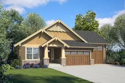 Craftsman Home Plan with Main Floor Master Suites and an RV Garage - 1834 Sq Ft