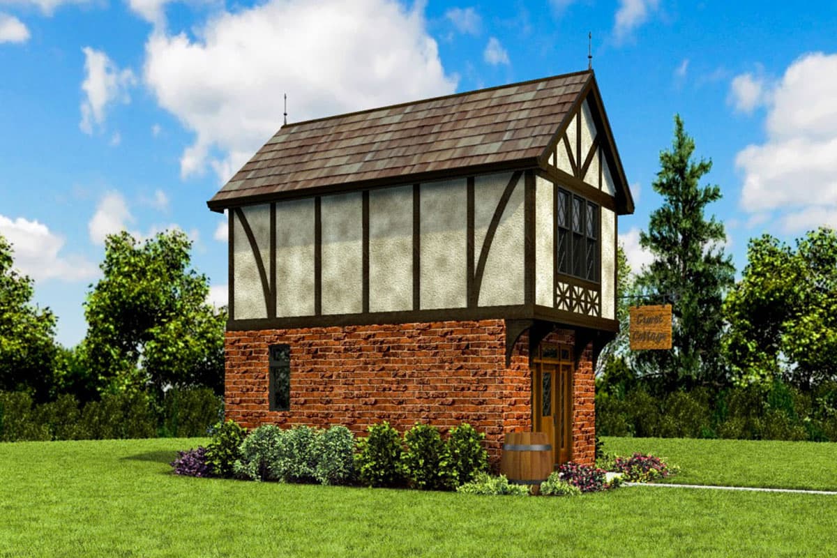 Plan 69733AM: Tiny Tudor Style Guest Cottage House Plan - Image #5 - Cottage, European, Tudor