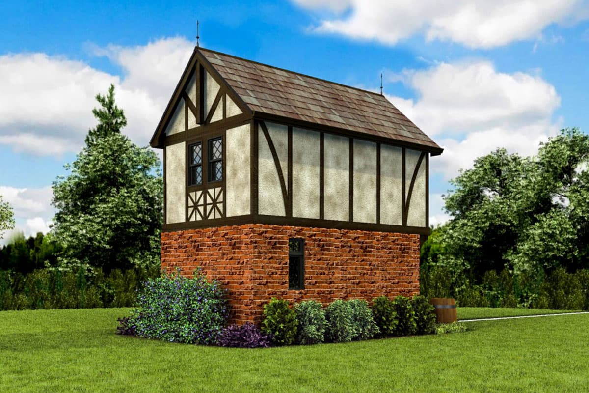 Plan 69733AM: Tiny Tudor Style Guest Cottage House Plan - Image #7 - Cottage, European, Tudor