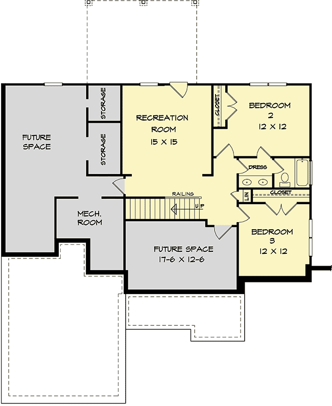 Plan 360048DK: Appealing Craftsman House Plan with Walk-out Basement - Floor Plan - Lower Level - Craftsman, Northwest, Traditional
