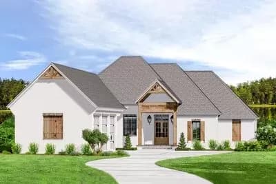 Acadian House Plan with 3-Car Courtyard Garage