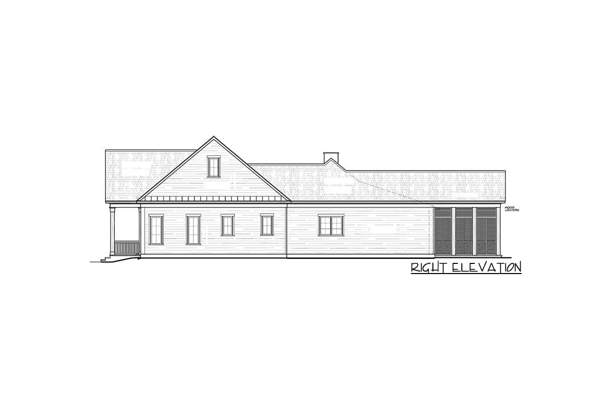 Plan 510061WDY: One-Story Country Cottage with Screen Porches in Back - Image #7 - Acadian, Country, Louisiana-Style, Southern