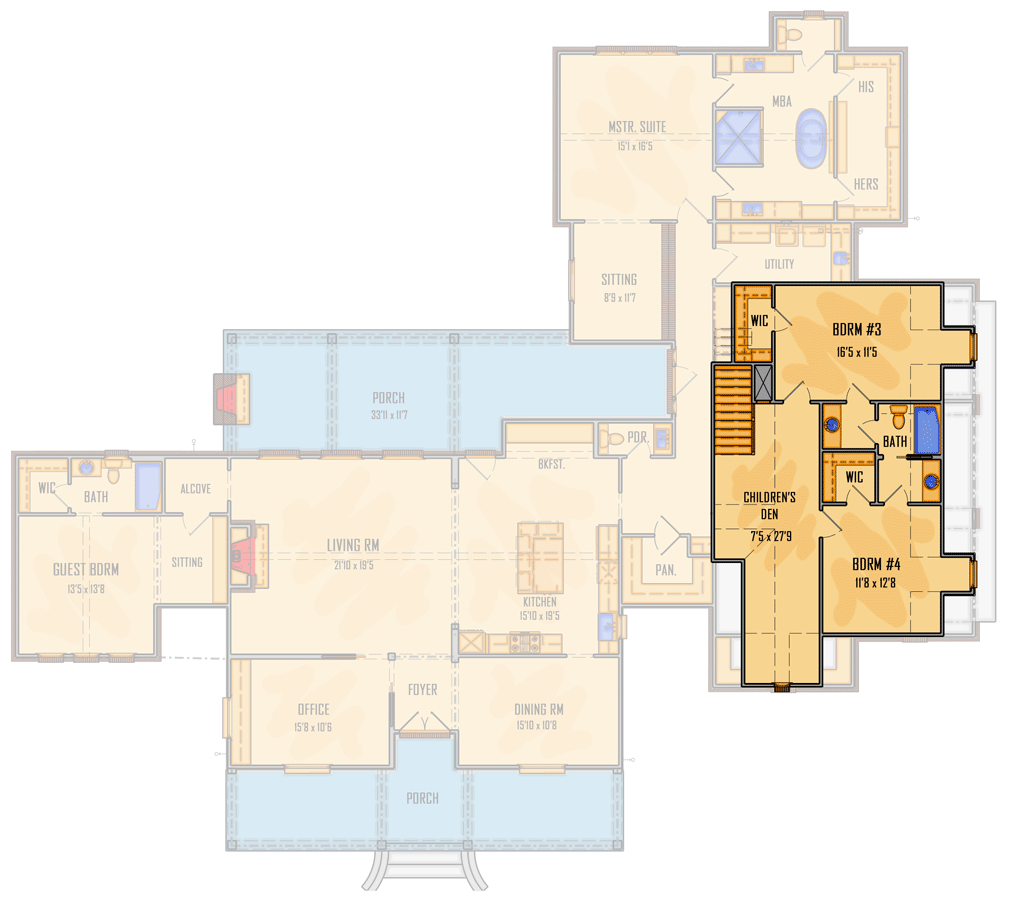 Plan 510071WDY: Stellar Acadian House Plan with Private Master Suite - 3582 Sq Ft - Floor Plan - 2nd Floor - Acadian, Louisiana-Style, New American, Southern