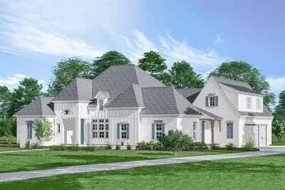 4-Bed French Country House Plan with Bonus Room above Garage