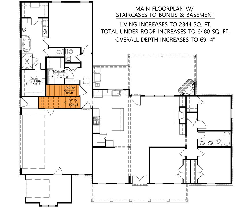Plan 56440SM: Split Bedroom Modern Farmhouse With Rear Grilling Porch - 2166 Sq Ft - Floor Plan - Optional Basement and Room Over Garage Stairs - Country, Modern Farmhouse, New American, Traditional