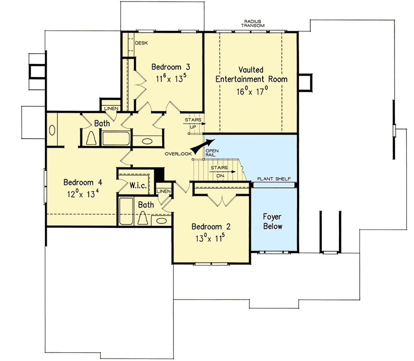 Plan 710197BTZ: 4-Bed Home Plan with Copper Accents and a Cupola - Floor Plan - 2nd Floor - Southern, Traditional