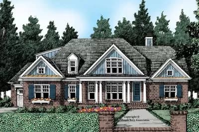 4-Bed House Plan with Brick and Vertical Siding Exterior