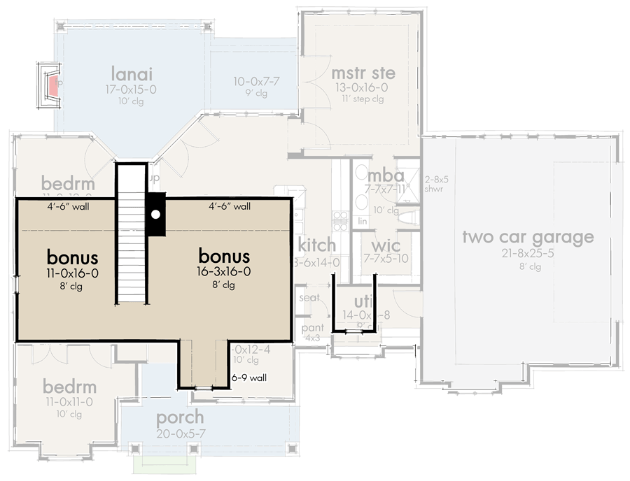 Plan 16909WG:  Modern Farmhouse Plan with Two Bonus Rooms - 1486 Sq Ft - Floor Plan - Bonus - Cottage, Country, Craftsman, Farmhouse, Modern Farmhouse