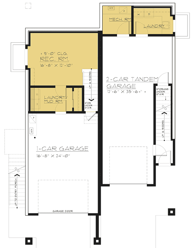 Plan 666064RAF: Contemporary 2-Family House Plan with a Drive-Under Garage - Floor Plan - Lower Level - Modern, Northwest